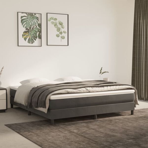 vidaXL Cadre de lit gris fonc&eacute; 180x200 cm velours