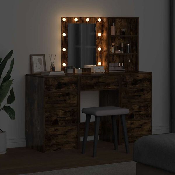 vidaXL Table de Toilette avec tiroir 3 pcs Marron 40 x 41 x 135 cm