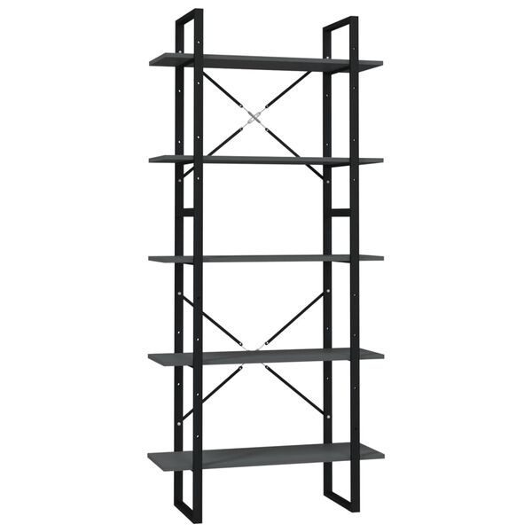 vidaXL Biblioth&egrave;que &agrave; 5 niveaux Gris 80x30x175 cm Bois d'ing&eacute;nierie