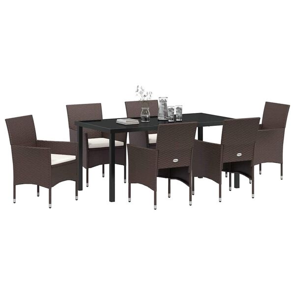 vidaXL Ensemble de salle &agrave; manger pour jardin 7 pcs Marron polyrotin