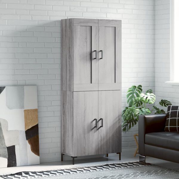 vidaXL Buffet haut Sonoma gris 69,5x34x180 cm Bois d'ing&eacute;nierie