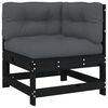 vidaXL Salon de jardin 6 pcs avec coussins noir bois massif