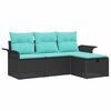 vidaXL Ensemble de canap&eacute; de jardin 4 pc Poly rotin