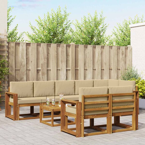 vidaXL Ensemble de canap&eacute;s d'ext&eacute;rieur 9 pcs Naturel et Beige