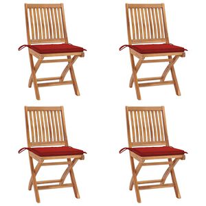 vidaXL Chaises pliables de jardin avec coussins lot de 4 Teck solide