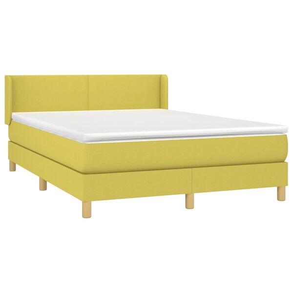 vidaXL Sommier &agrave; lattes de lit avec matelas Vert 140x200 cm Tissu