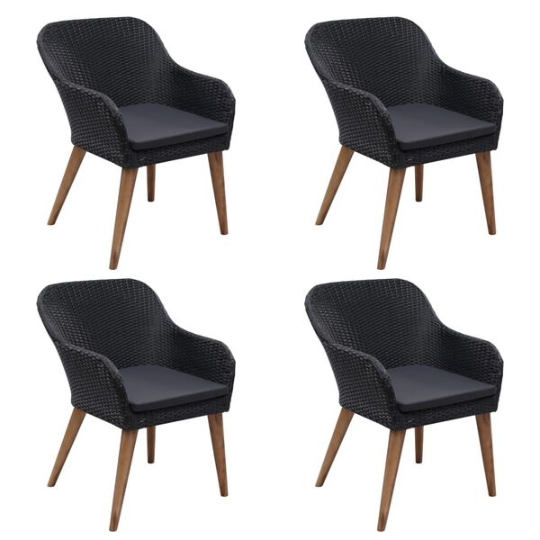 vidaXL Ensemble &agrave; manger de jardin 5 pcs Noir