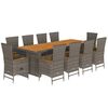 vidaXL Ensemble &agrave; manger de jardin 11pcs avec coussins gris poly rotin