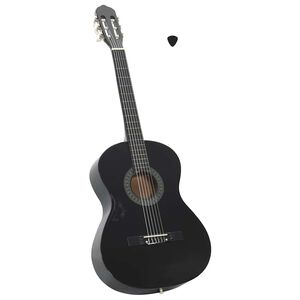 vidaXL Guitare classique pour d&eacute;butants Noir 4/4 39" Tilleul