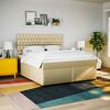 vidaXL Sommier &agrave; lattes de lit avec matelas Cr&egrave;me 200x200 cm Tissu