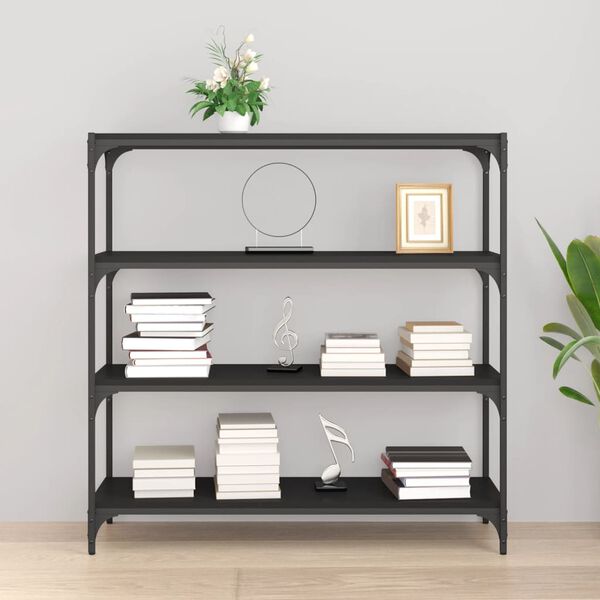 vidaXL Biblioth&egrave;que Noir 100x33x100 cm Bois d'ing&eacute;nierie et acier