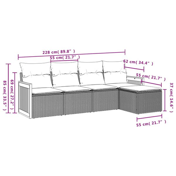 vidaXL Salon de jardin 5 pcs avec coussins noir r&eacute;sine tress&eacute;e