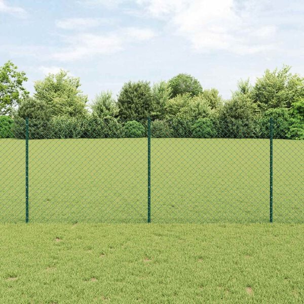 vidaXL Clôture avec poteau Vert 1 x 25 m Acier et PVC