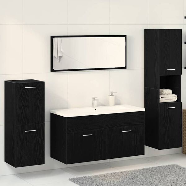 vidaXL Ensemble de mobilier de salle de bain 4 pcs Ch&ecirc;ne noir