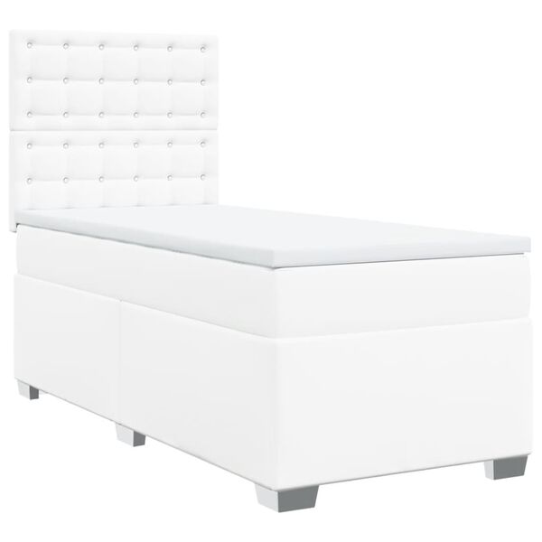 vidaXL Sommier &agrave; lattes de lit avec matelas Blanc 100x200cm Similicuir