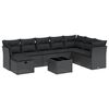 vidaXL Salon de jardin 9 pcs avec coussins noir r&eacute;sine tress&eacute;e
