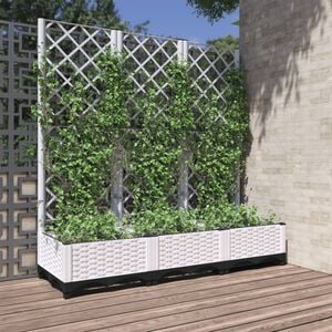 vidaXL Jardini&egrave;re avec treillis Blanc 120 x 40 x 121,5 cm PP