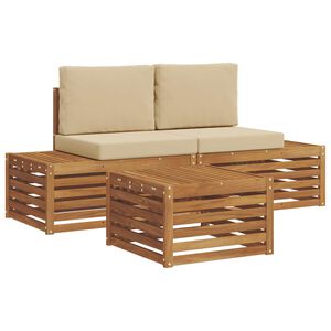 vidaXL Ensemble de canap&eacute;s d'ext&eacute;rieur avec coussin Naturel et Beige
