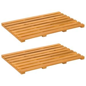 vidaXL Tapis de bain 2 pc Naturel 56 x 37 cm Bois d'Acacia Massif