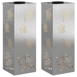 vidaXL Lumi&egrave;re de chemin LED solaire 2 pcs Argent&eacute; Acier inoxydable