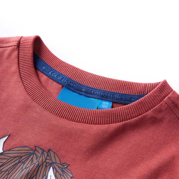 T-shirt enfants &agrave; manches longues rouge br&ucirc;l&eacute; 104
