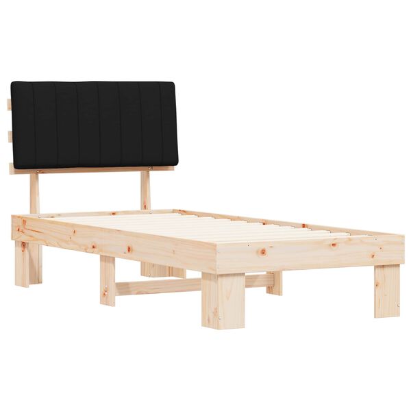 vidaXL Cadre de lit avec t&ecirc;te de lit rembourr&eacute;e Noir 90 x 190 cm