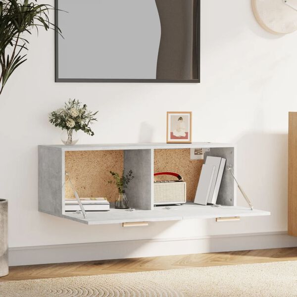 vidaXL Armoire murale Gris b&eacute;ton 100x36,5x35 cm Bois d'ing&eacute;nierie