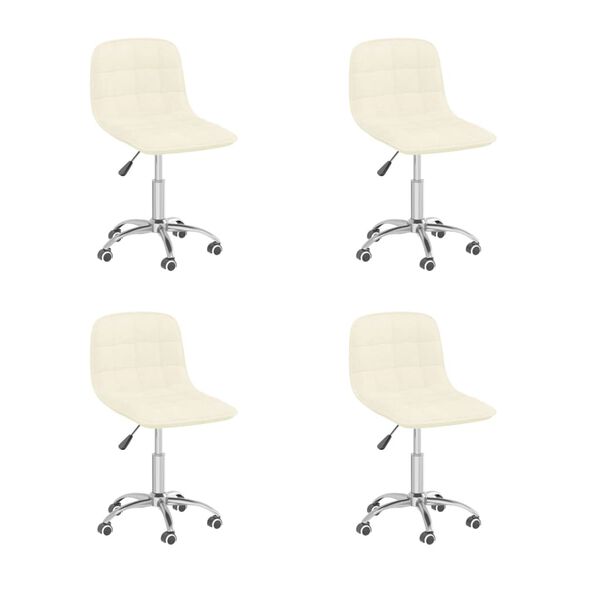 vidaXL Chaises pivotantes &agrave; manger lot de 4 Cr&egrave;me Tissu