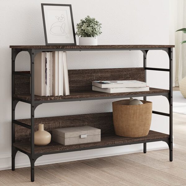 vidaXL Table console ch&ecirc;ne marron 100x32x75 cm bois d'ing&eacute;nierie