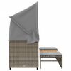 vidaXL Canap&eacute; de jardin 3 places avec auvent et tabourets gris rotin
