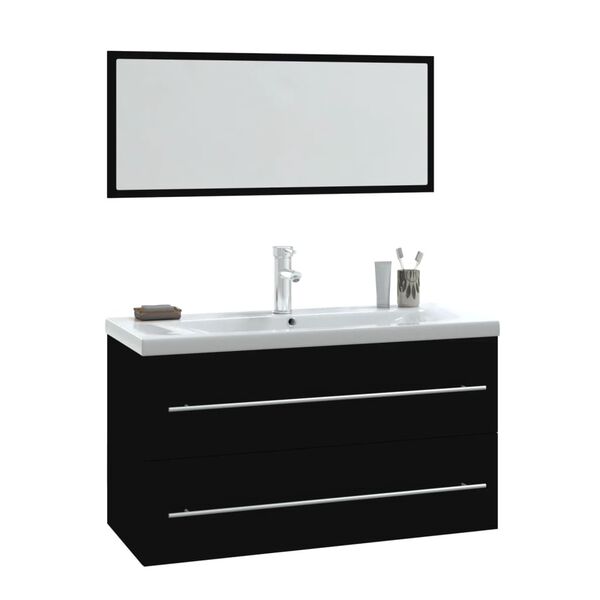 vidaXL Ensemble de meubles de salle de bain 3 pcs Noir