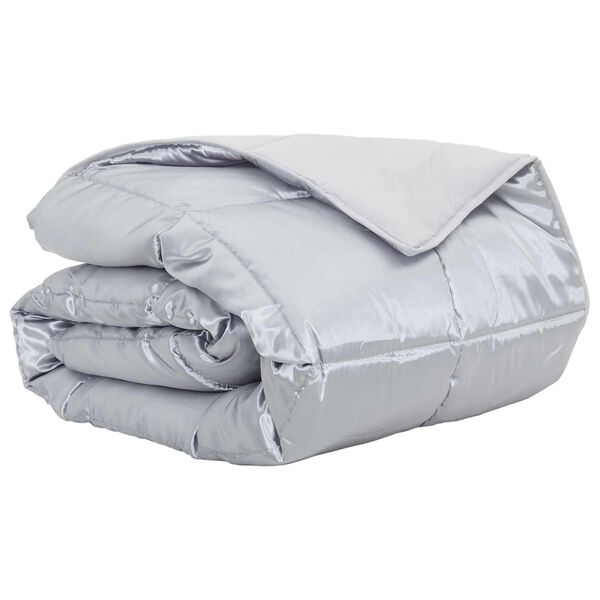 vidaXL Duvet d'&eacute;t&eacute; simple Argent&eacute; 220 x 155 cm Satin et Microfibre