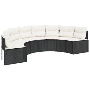 vidaXL Canap&eacute; de jardin avec coussins demi-rond noir r&eacute;sine tress&eacute;e