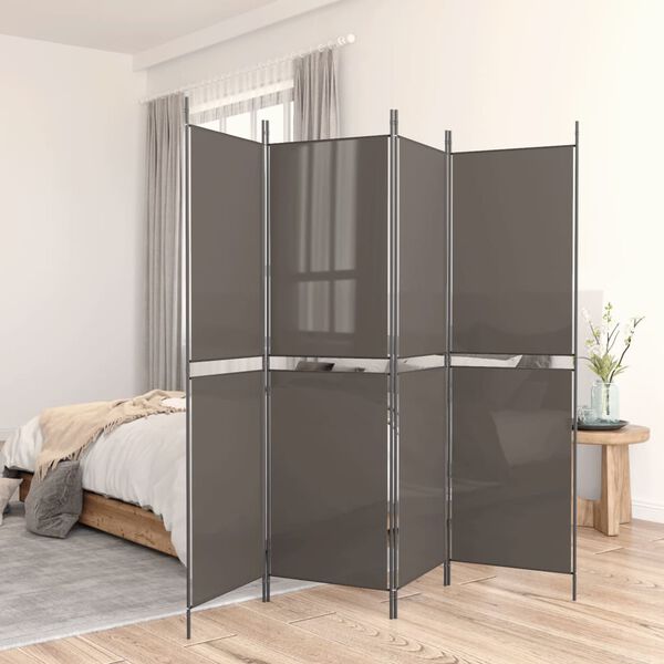 vidaXL Cloison de s&eacute;paration 4 panneaux Anthracite 200x180 cm Tissu