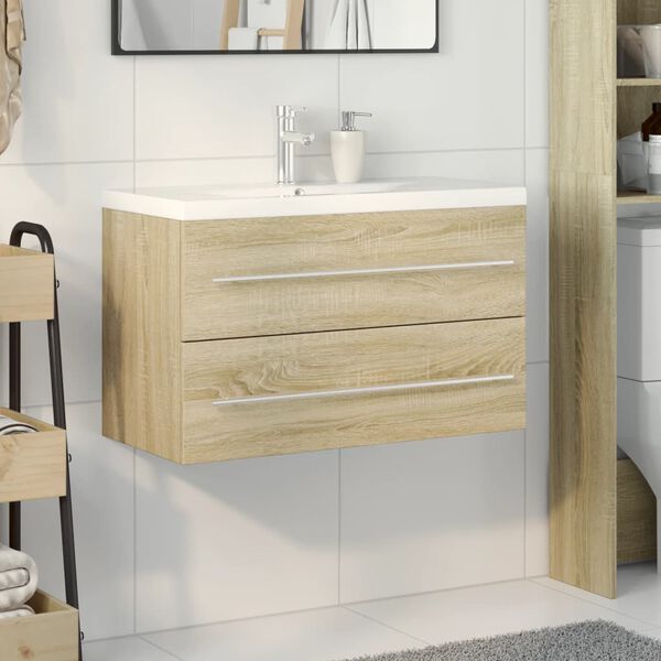 vidaXL Ensemble de meubles de salle de bain 2 pcs ch&ecirc;ne sonoma