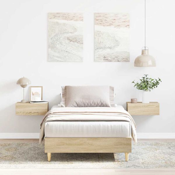 vidaXL Cadre de lit sans matelas ch&ecirc;ne sonoma 90x200 cm