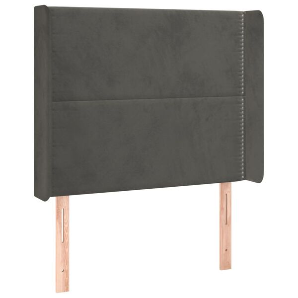 vidaXL T&ecirc;te de lit avec oreilles Gris fonc&eacute; 103x16x118/128 cm Velours