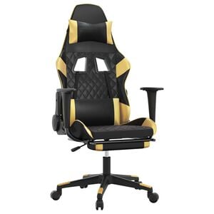 vidaXL Chaise de jeu de massage avec repose-pied Noir&Dor&eacute; Similicuir