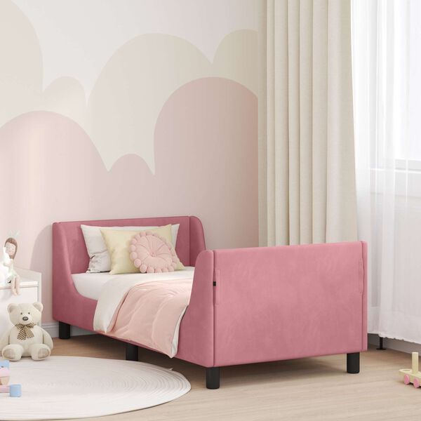 vidaXL Cadre de lit pour enfants avec t&ecirc;te de lit Rose 80 x 160 cm