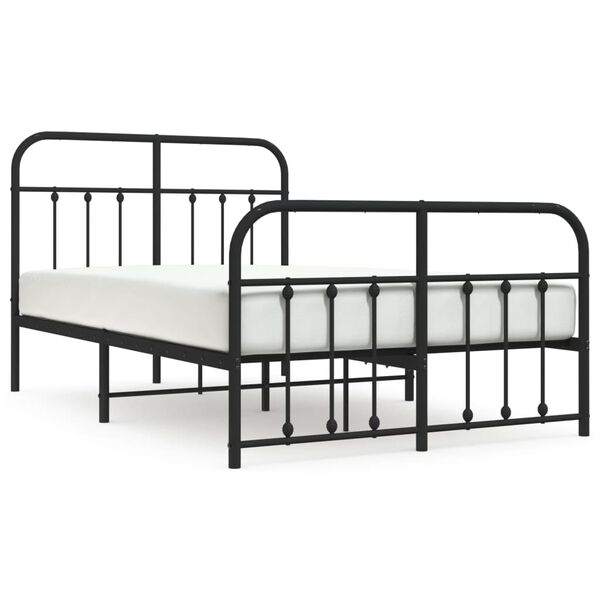 vidaXL Cadre de lit métal sans matelas avec pied de lit noir 120x200cm