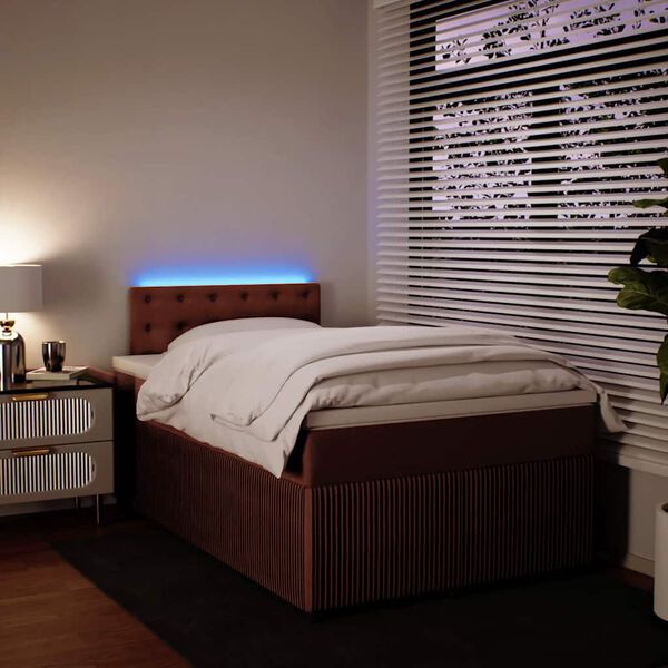 vidaXL Sommier &agrave; lattes de lit avec matelas Rose 120x200 cm Velours