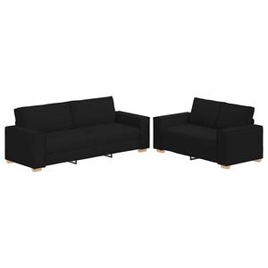 vidaXL Ensemble de canap&eacute; 2 pcs avec coussins en tissu noir