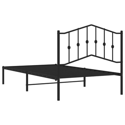 vidaXL Cadre de lit métal sans matelas avec tête de lit noir 100x190cm