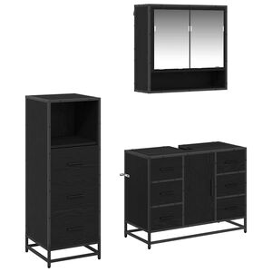 vidaXL Ensemble de mobilier de salle de bain 3 pc Ch&ecirc;ne noir