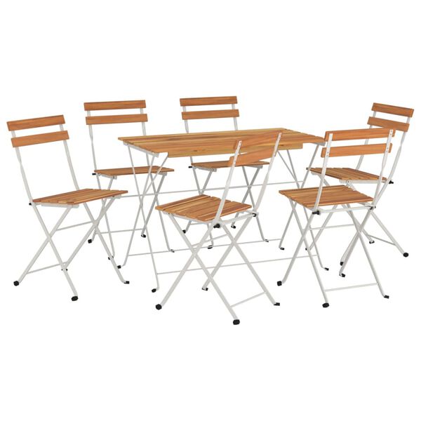 vidaXL Ensemble de bistro pliable 7 pcs bois d'acacia solide et acier