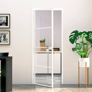 vidaXL Porte d'int&eacute;rieur Blanc 76x201,5 cm Tremp&eacute; verre aluminium fin