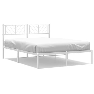 vidaXL Cadre de lit métal sans matelas et tête de lit blanc 135x190 cm