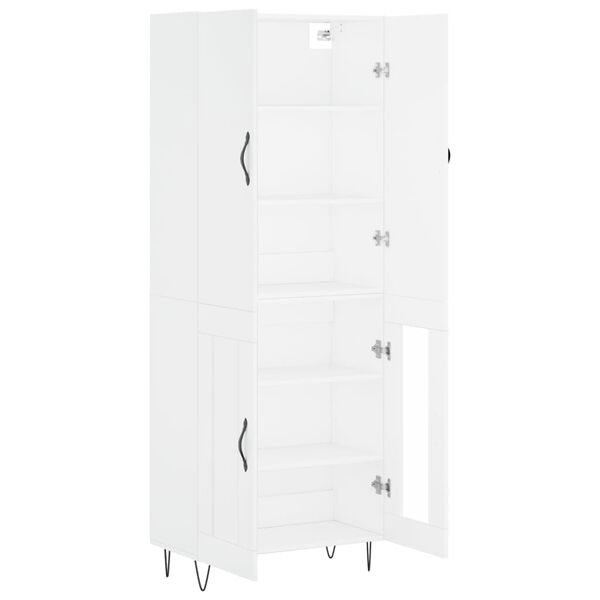 vidaXL Buffet haut Blanc 69,5x34x180 cm Bois d'ing&eacute;nierie