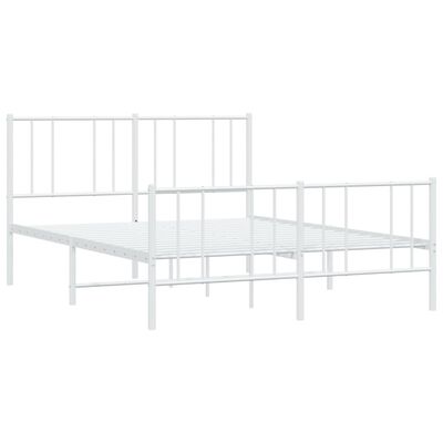 vidaXL Cadre de lit métal sans matelas et pied de lit blanc 150x200 cm