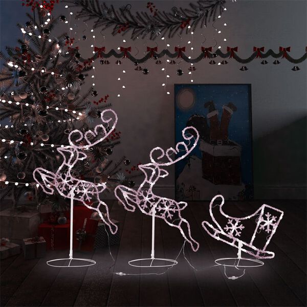 vidaXL Renne/tra&icirc;neaux No&euml;l volant Acrylique 260x21x87cm Blanc chaud